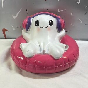 Here Lies Summer Ghost With Headphones On Pink Float Halloween Summerween 2025
